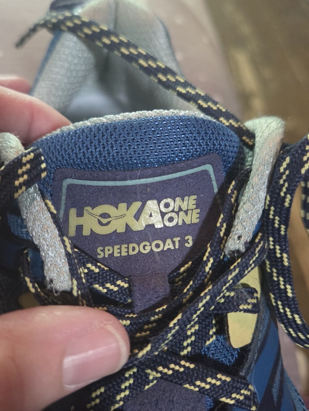 Hoka One One  Speedgoat 3 Womens Size 8.5 Navy with Yellow Accents